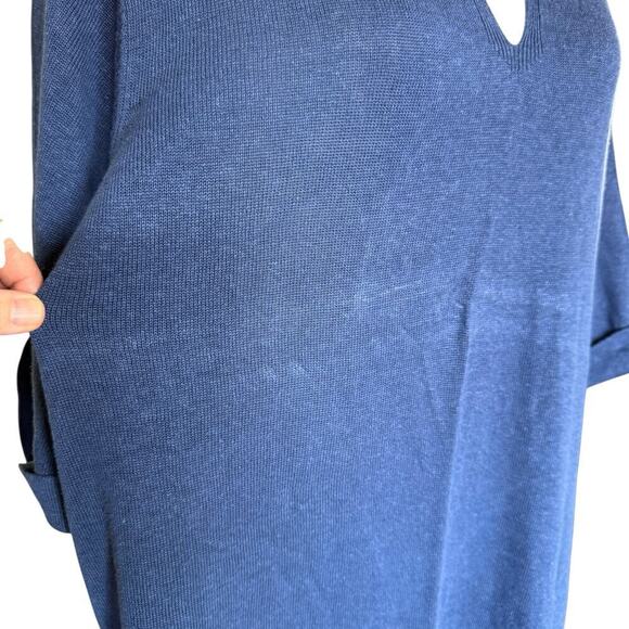 J. Jill Linen Blend Tunic Sweater Dress Blue S/S 2XL Coastal Quiet Luxury Preppy - Picture 2 of 11